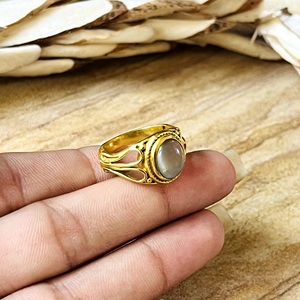 New Arrival Boho Moonstone <b>Ring</b> Ethnic Brass Jewelry Women 18k <b>Gold</b> Plated Vintage Filigree Band Antique <b>Cocktail</b> Wholesale/OEM - Product Image 5