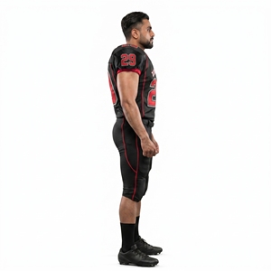 Custom V-Neck Short American Football Jersey Breathable Heavyweight Polyester Mesh <b>Game</b> Uniform Men Adult Teams Dhirk Sports - Product Image 3