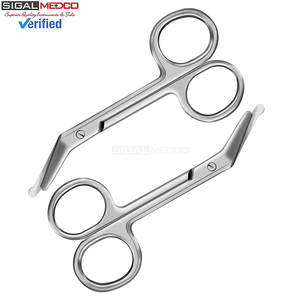 2 Tijeras Manuales para Ostomía, 4.3x2.1 Pulgadas, Curvas, de Acero Inoxidable Plateado, para Vendajes Quirúrgicos, Certificación CE, para Médicos - Product Image 1