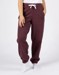 Pantalones Harem de Forro Polar Borgoña para Mujer, Cintura Alta con Cordón, Corte Holgado, Largos, Color Sólido, Estilo Casual Otoñal - Product Image 3