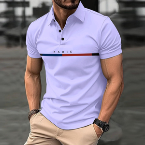 Camiseta Polo Personalizada al por Mayor con Logotipo para Hombre, Estampado París, Manga Corta, Transpirable, Tejido de Punto para Golf - Product Image 6