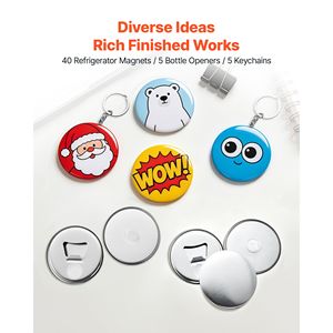 Kit per Creare Bottoni: 50 Set di Magneti da Frigorifero da 58 mm, Apribottiglie, Portachiavi e Componenti per Bottoni - Product Image 4