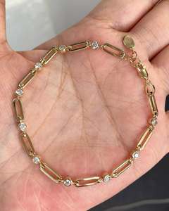 VVS Diam Unique S925 Sterling Silver Bezel Set Lab Grown Diamond Paperclip Link <b>Bracelet</b> Rhodium Plated Luxury Everyday Fine - Product Image 4