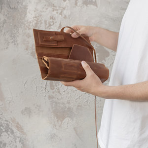 Factory Custom Genuine Leather Pipe <b>Roll</b> Case Portable Tobacco Pipe Storage Pouch Bag Travel <b>Kit</b> PRB-0028 - Product Image 2