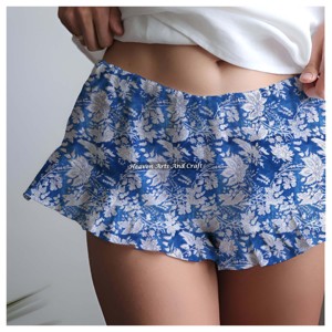 Shorts Elásticos con Volantes para Mujer, Corte Cómodo, Estampado a Mano, Algodón Transpirable, Ropa de Moda al por Mayor - Product Image 6