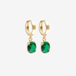 Pendientes Colgantes de Esmeralda, Piedra Verde de Corte Ovalado, Plata de Ley 925, Chapados en Oro de 14K, Joyería de Piedra de Nacimiento de Mayo - Product Image 1