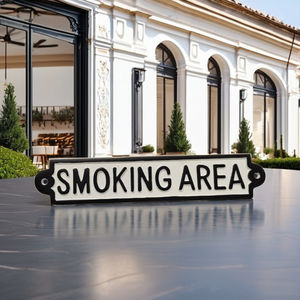 งานตกแต่งผนังอลูมิเนียมแบบทันสมัยโบราณงานฝีมือโลหะที่มีสไตล์ไม่เหมือนใครป้ายพื้นที่สูบบุหรี่สำหรับบ้านสำนักงานแผ่นโลหะเคลือบ - Product Image 1