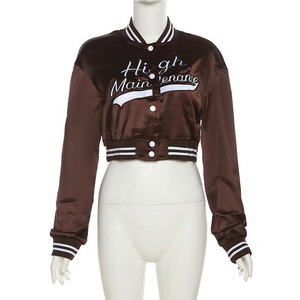 2024 printemps nouvelle mode femmes veste courte hiver automne broderie à la mode décontracté vêtements de rue fermeture à glissière support Bomber Style - Product Image 5