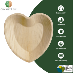 Piatto a Forma di Cuore in Foglia di Palma Naturale Usa e Getta da 8 Pollici - Product Image 4
