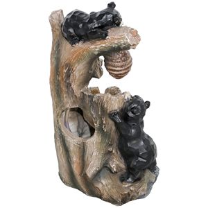 Fuente de Exterior de 22.4 Pulgadas con Luces LED, Cascada de Resina de 3 Niveles con Diseño de Oso y Colmena, Bomba Incluida - Product Image 1