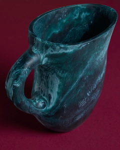 Pichet moderne en résine avec poignée, design artistique émaillé bleu sarcelle pour boissons, décoration de fête, carafe durable en grès - Product Image 6