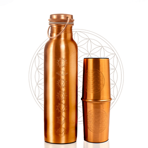 Botella de Agua de Cobre Puro 100% Martillada a Mano, Nuevo Diseño, para Hogar, Oficina, Escuela, Ejercicio, Gimnasio, Correr, Yoga, 1 Litro - Product Image 5