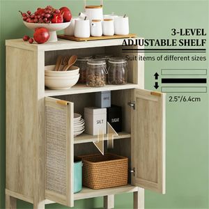 Credenze Naturali, Buffet, Bar da Caffè e Armadietti Porta Posate con Ampio Spazio di Archiviazione - Product Image 2