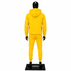 Conjunto Deportivo Casual para Hombre, Sudadera con Capucha Amarilla y Pantalones, Cierre Completo, Color Sólido, Transpirable, Poliéster, Ropa Deportiva Casual para Otoño - Product Image 2