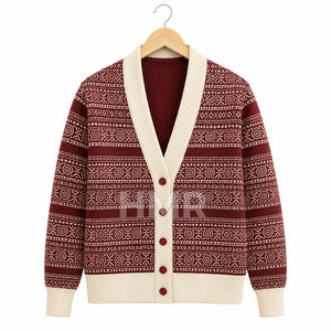 HMR Sorority Sisterhood <b>Cardigan</b> <b>Coat</b> for Women Chic and Fashionable Long Sleeve Outerwear Geometric Pattern - Product Image 5
