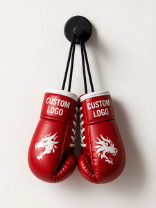 Custom Mini Laced Waterproof Boxing Gloves Keychain | PU Leather Logo | <b>Car</b> <b>Mirror</b> Hanging Decoration | Promotional Gift - Product Image 3