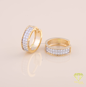 Designer Inspired Pave Hoop Earrings With Cubic Zirconia Stones Luxury Women Jewelry Collection - Product Image 4