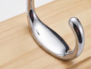 Premium Wood Wall Mount <b>Hook</b> Rack With 2 Chrome <b>Hooks</b> Simple Design For Clothing Storage Kitchen And Bathroom Decor - Product Image 2