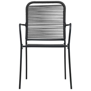 Juego de Comedor de Cuerda de Algodón Negra con Acero con Recubrimiento en Polvo y Vidrio Templado, Muebles de Patio - Product Image 6