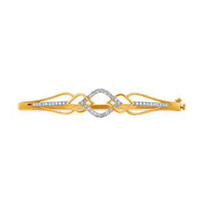 14K Yellow Gold Diamond <b>Infinity</b> Twist Bangle <b>Bracelet</b> | Elegant Interlocking Knot Fine Jewelry for Women - Product Image 1
