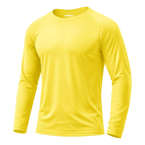 เสื้อรัดรูปแขนยาวสีเหลืองสำหรับผู้ชาย แห้งเร็ว ผลิตจากโพลีเอสเตอร์ ไซส์ผู้ใหญ่ แขนยาวเต็มตัว สีพื้น สำหรับเล่นกีฬา - Product Image 1