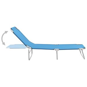 Chaise longue en tissu Oxford bleu turquoise, acier thermolaqué - Product Image 3