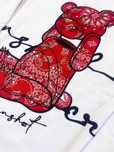 Sweat-shirt à capuche blanc pour homme avec imprimé ours rouge de dessin animé, coupe classique, décontracté, pour l'automne - Product Image 2