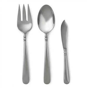 Juego de cubiertos de metal de estilo contemporáneo para mesa de comedor con bordes lisos y acabado fino. - Product Image 1