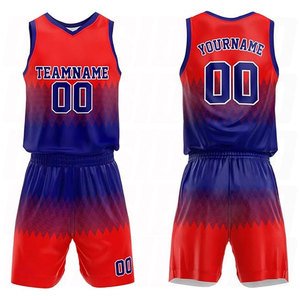 Uniformes de Baloncesto Reversibles de Diseño Personalizado, Tela de Malla Transpirable con Orificios en Rojo Real con Impresión por Sublimación - Product Image 1