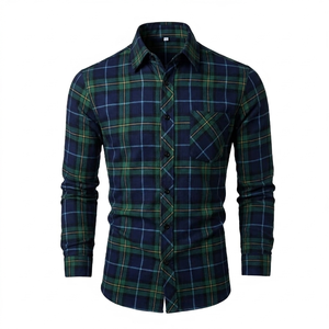 Chemise à carreaux pour homme, manches longues, coupe décontractée, col rabattu, respirante, en polyester tricoté, personnalisable OEM, vente en gros - Product Image 3