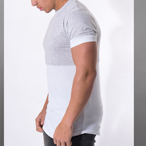 T-shirt bicolore coupe slim pour homme – T-shirt décontracté à manches courtes en mélange de coton de qualité supérieure pour la gym et le streetwear – Haut tendance pour l'été - Product Image 4
