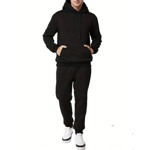 Sweat-shirt à capuche pour homme, manches longues, couleur unie, 100% coton, coupe classique, vêtements d'hiver, poches latérales, fermeture à cordon, design 2 en 1 - Product Image 1