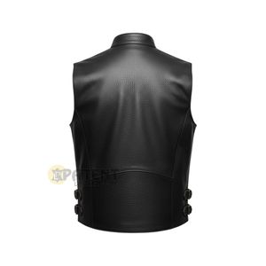 Chaleco de Cuero Genuino para Hombre, de Cuero Patentado, para Invierno, Resistente al Viento, Transpirable, Servicio Personalizado OEM, Venta al Por Mayor - Product Image 2