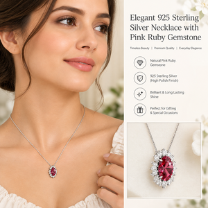 Collier élégant en argent sterling 925 avec pendentif ovale en rubis rouge pour femmes, parfait pour un usage quotidien et les occasions spéciales - Product Image 2