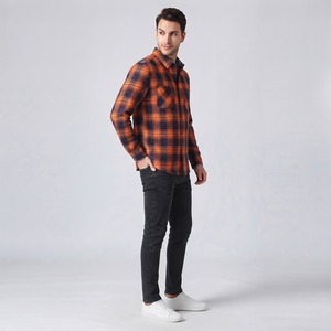Custom Streetwear High Quality Thermal Vintage Washed Cotton <b>Long</b> Sleeve <b>t</b> <b>Shirt</b> Rhinestone Flannel Plaid <b>Shirts</b> for <b>Men</b> - Product Image 2