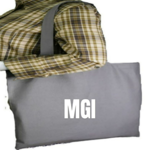 กระเป๋าผ้าแคนวาส MGI เป็นมิตรกับสิ่งแวดล้อม ใช้ซ้ำได้ ผลิตจากผ้าฝ้าย 100% ปิดด้วยซิปและกระดุม สายสะพายยาว ดีไซน์โลโก้ตัวอักษร สำหรับผู้หญิง - Product Image 1