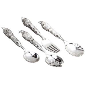 Juego de utensilios de servicio con mango en relieve de aluminio, conjunto de utensilios de acero inoxidable para bar y ensalada - Product Image 1