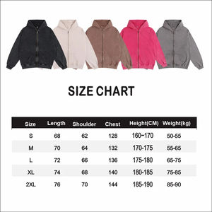 Ensemble sweat à capuche zippé et pantalon en laine teinte à la cire avec impression de logo personnalisé, en coton éponge délavé style rétro vintage, ODM, coupe oversize pour homme - Product Image 6