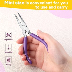 Alicates de punta curva miniatura para cirugía, herramienta para hacer joyas, envolver alambres y abalorios, con dientes serrados a 45 grados - Product Image 6