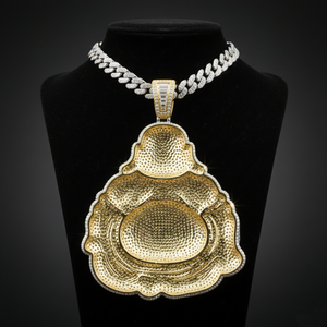 Laughing Buddha Bling Pendant Fine Jewelry Pendants & <b>Charms</b> VVS Moissanite Hip Hop Necklace Rhodium Plated - Product Image 3