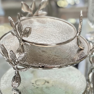 Juego de 2 soportes para pasteles de diferentes tamaños, soporte para servir pasteles de Color plateado de aluminio, molde de resina epoxi para postre Chocolate - Product Image 1