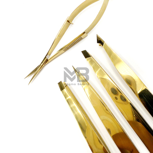Muestra Disponible, Pinzas para Cejas de Acero Inoxidable Duraderas de Alta Calidad, Pinzas Personalizadas con Punta Dorada - Product Image 3