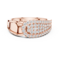 Bague Statement en Or Rose avec Grappe de Diamants pour Hommes et Femmes, Bijou Géométrique de Luxe, Cadeau d'Anniversaire