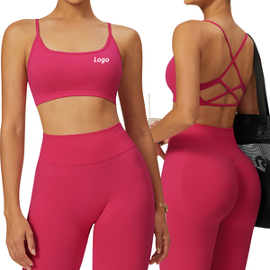 Soutien-gorge de sport yoga pour femme à maintien élevé, respirant, séchage rapide, en Spandex/Nylon, avec nœud décoratif, col en U, bretelles non ajustables, OEM - Product Image 3