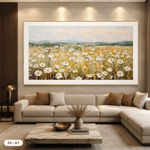 Impression sur toile de champ de fleurs épanouies HALO, édition authentique du Vietnam, peinture originale artisanale de la marque HALO pour la décoration de la maison et des hôtels - Product Image 3