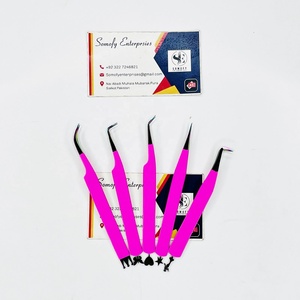 Pince à cils Somofy Enterprises en acier inoxydable, pointes de précision, logo personnalisé, manche rose, outils d'extension de volume - Product Image 3