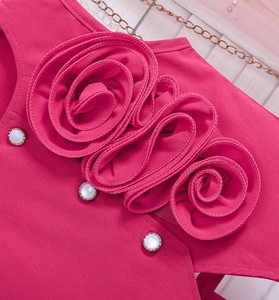 Conjunto de Dos Piezas para Niñas, Estilo Vintage, Top Recto Sólido + Pantalones de Campana con Botones - Product Image 2