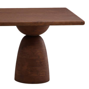 Base de madera para pedestal, madera maciza de mango, tablero rectangular, acabado marrón, vetas naturales, mesa de comedor duradera para el hogar, oficina, cocina, bar. - Product Image 5