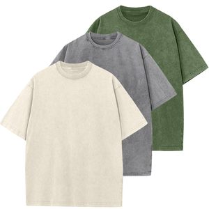 T-shirts vierges 100 % coton épais, blancs unis, personnalisables, pour hommes, coupe oversize, col rond, prix de gros - Product Image 3