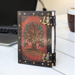 Diario de Cuero Árbol de la Vida, Tapa Dura, Grabado, Cuaderno de Viaje Rústico, Cierre de Latón Antiguo, Cuero Genuino, Regalo - Product Image 2